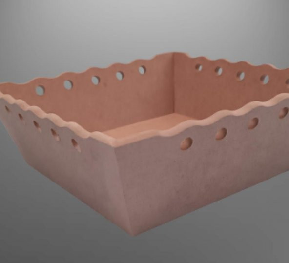 Hobi Dekoratif Model Ekmek Sepeti Dalgalı Kenar Oymalı HAM MDF Ahşap EL Yapımı - 3