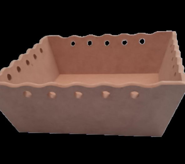 Hobi Dekoratif Model Ekmek Sepeti Dalgalı Kenar Oymalı HAM MDF Ahşap EL Yapımı - 4