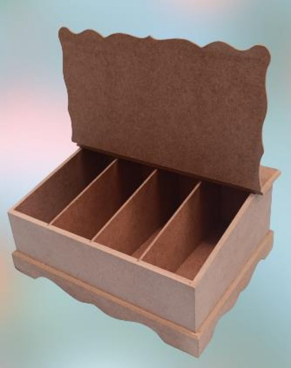 Hobi Dekoratif Model Bölmeli Çay Kutusu HAM Ahşap MDF El Yapımı - 5