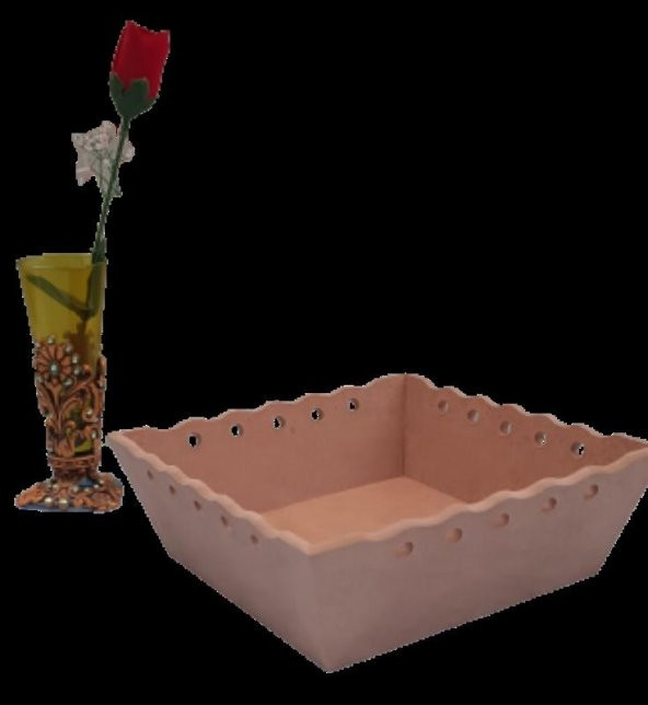 Hobi Dekoratif Model Ekmek Sepeti Dalgalı Kenar Oymalı HAM MDF Ahşap EL Yapımı - 7