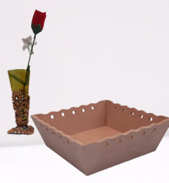 Hobi Dekoratif Model Ekmek Sepeti Dalgalı Kenar Oymalı HAM MDF Ahşap EL Yapımı - 8