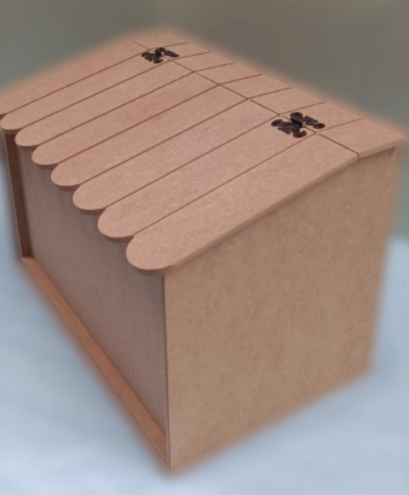 Hobi 90067 Dekoratif Ekmeklik Ev Şekli Ahşap MDF HAM El Yapımı - 2