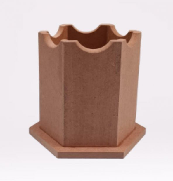 Hobi 90063 Dekoratif kalemlik ahşap Altıgen HAM MDF  El Yapım - 3