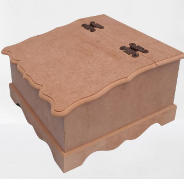 Hobi 90068 Dekoratif Çay Kutusu Ahşap MDF HAM cnc itinalı paket kargo El Yapım