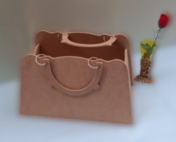 Hobi 90069 Dekoratif Bayan Çantası Ahşap MDF HAM El Yapımı