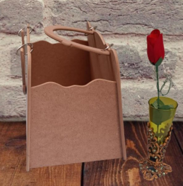 Hobi 90069 Dekoratif Bayan Çantası Ahşap MDF HAM El Yapımı - 2