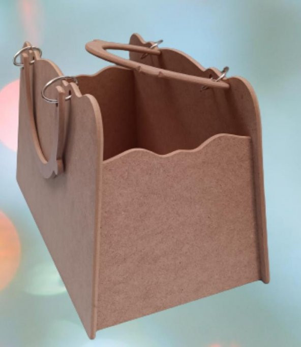 Hobi 90069 Dekoratif Bayan Çantası Ahşap MDF HAM El Yapımı - 3