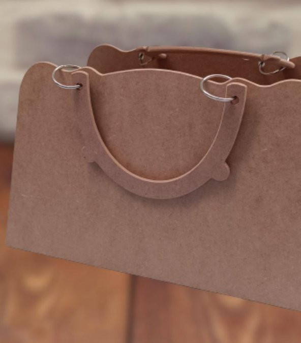 Hobi 90069 Dekoratif Bayan Çantası Ahşap MDF HAM El Yapımı - 6