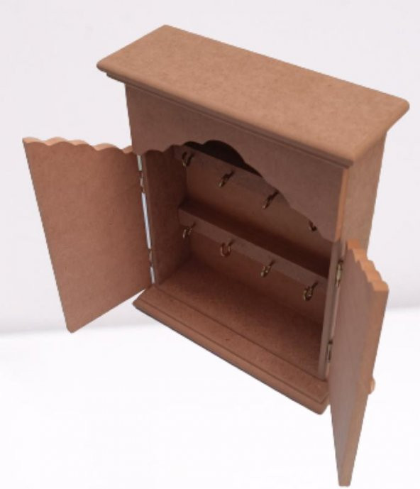 Hobi Dekoratif 90072 Anahtarlık Kutusu Ahşap MDF HAM Askılıklı El Yapımı