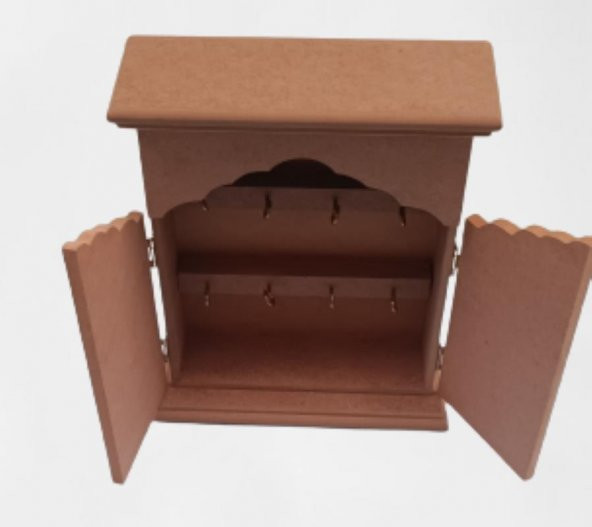 Hobi Dekoratif 90072 Anahtarlık Kutusu Ahşap MDF HAM Askılıklı El Yapımı - 2