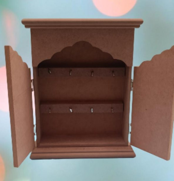 Hobi Dekoratif 90072 Anahtarlık Kutusu Ahşap MDF HAM Askılıklı El Yapımı - 3