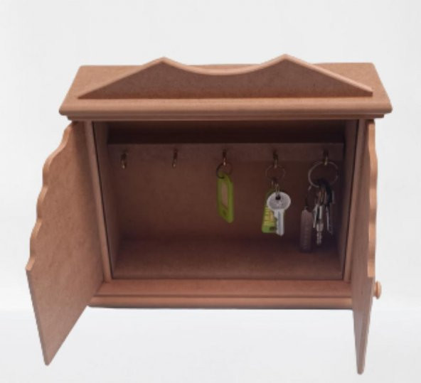 Hobi Dekoratif 90071 Anahtarlık Kutu Yarım kapak Model Ahşap MDF HAM El yapıM - 4