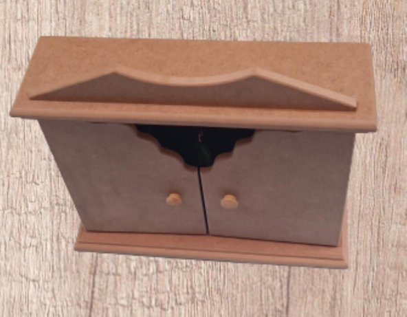 Hobi Dekoratif 90071 Anahtarlık Kutu Yarım kapak Model Ahşap MDF HAM El yapıM - 6