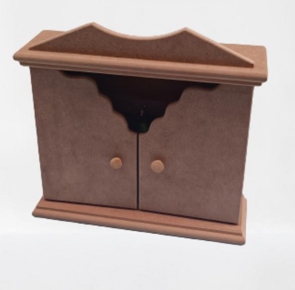 Hobi Dekoratif 90071 Anahtarlık Kutu Yarım kapak Model Ahşap MDF HAM El yapıM - 7