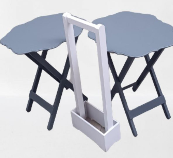Çanta Zigon 90079 Sehpa Yonca Model 2 li Tk Ahşap MDF Gri Renk Kutu sevk El Yapım - 2