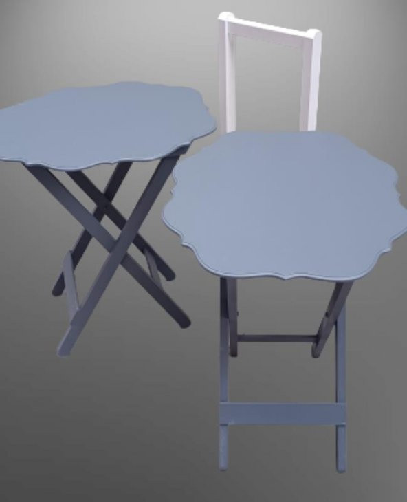 Çanta Zigon 90079 Sehpa Yonca Model 2 li Tk Ahşap MDF Gri Renk Kutu sevk El Yapım - 3