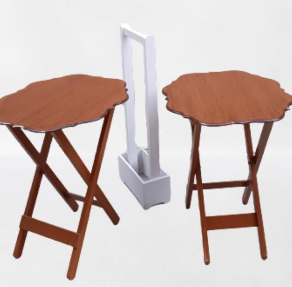 Çanta Zigon 90080 Sehpa Yonca Model 2 li Tk Ahşap MDF Parlak Ceviz Renk Kutu sevk - 4