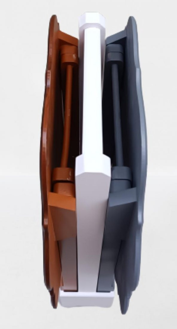 Çanta Zigon 90078 Sehpa Yonca Model 2 li Tk Ahşap Mdf Gri Ceviz Renk Uyum El Yapı - 4