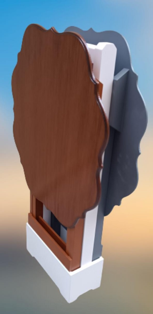 Çanta Zigon 90078 Sehpa Yonca Model 2 li Tk Ahşap Mdf Gri Ceviz Renk Uyum El Yapı - 6