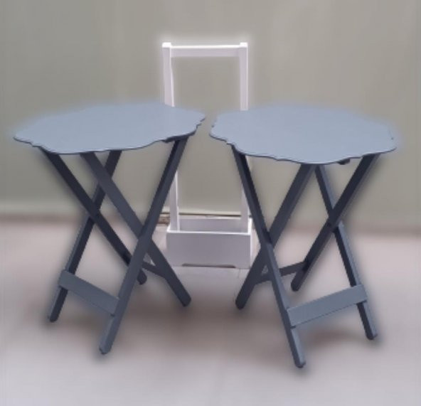 Çanta Zigon 90079 Sehpa Yonca Model 2 li Tk Ahşap MDF Gri Renk Kutu sevk El Yapım - 4