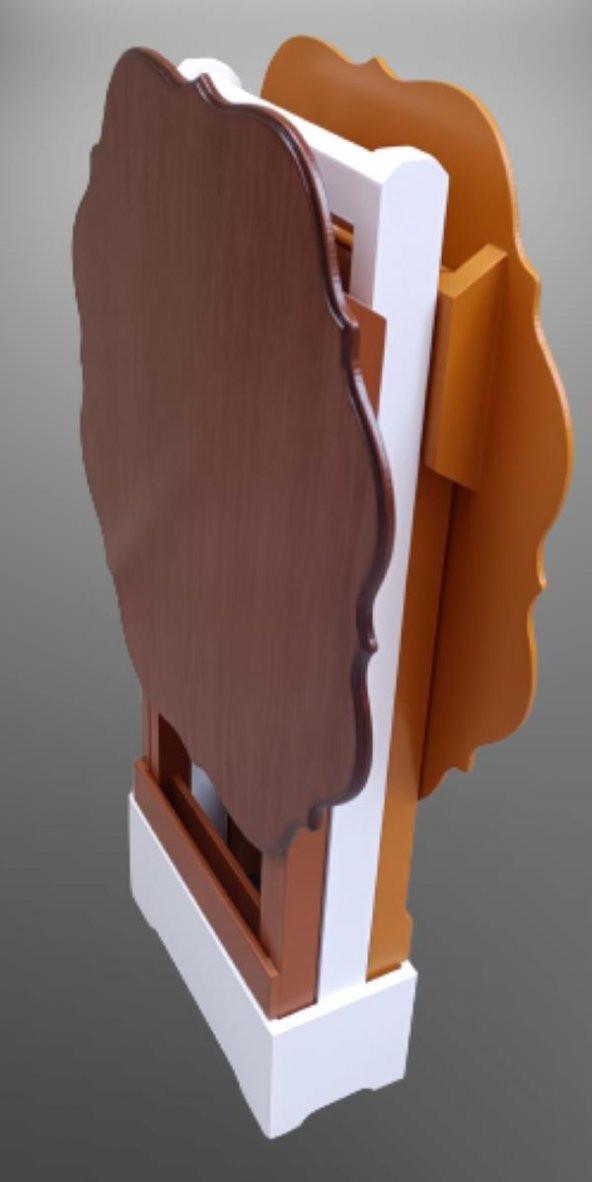 Çanta Zigon 90075 Sehpa Yonca Model 2li Takım Ahşap MDF Hardal-Ceviz Renk El Yapı - Resim 7