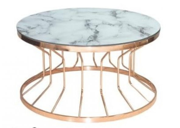 Brc 140530 BUFALO Sehpa Orta MODEL SARI Mermer TEMPER Cam çelik GOLD renk El Yapı - Resim 2