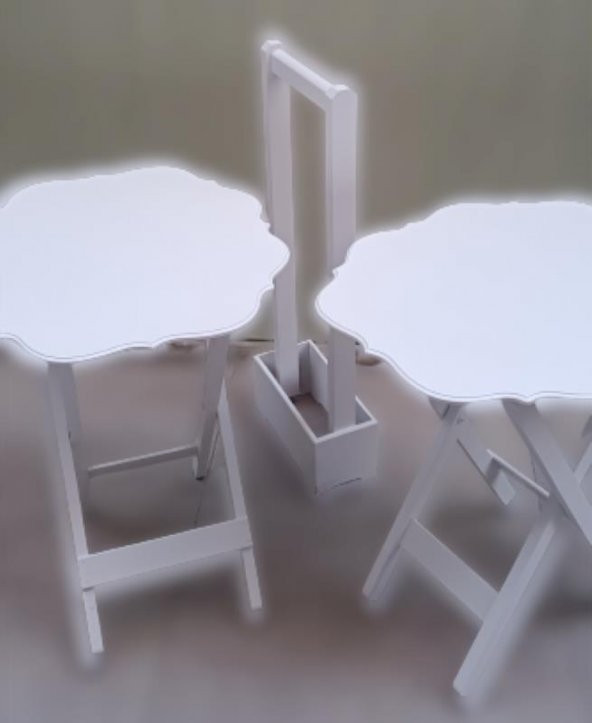 Çanta Zigon 90084 Yonca Model İkili Takım Ahşap Mdf Beyaz  Renk Uyumu El Yapımı