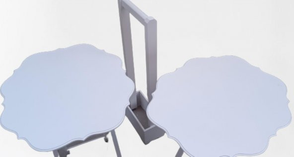 Çanta Zigon 90084 Yonca Model İkili Takım Ahşap Mdf Beyaz  Renk Uyumu El Yapımı - Resim 2