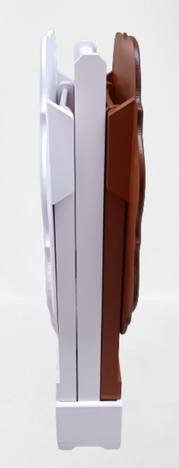 Çanta Zigon 90083 Yonca Model 2 li Takım Ahşap MDF Beyaz-Ceviz Renk Uyum El Yapım - 4