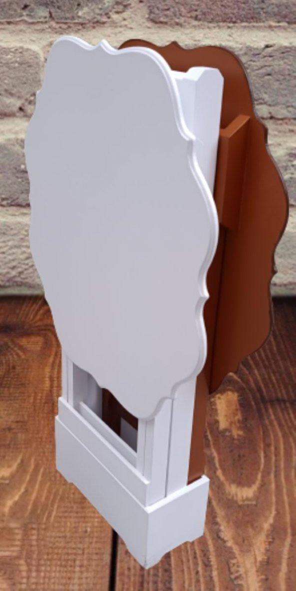 Çanta Zigon 90083 Yonca Model 2 li Takım Ahşap MDF Beyaz-Ceviz Renk Uyum El Yapım - 5