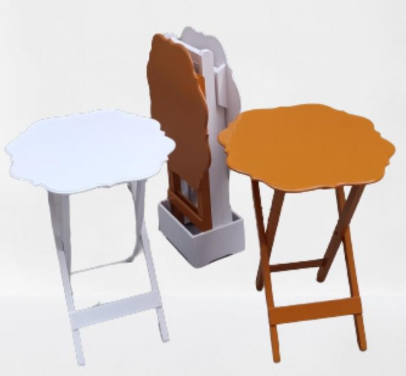 Çanta Zigon 90086 Yonca Dörtlü 90086 Ahşap MDF Beyaz ve Hardal Renk Uyum El Yapım - 8