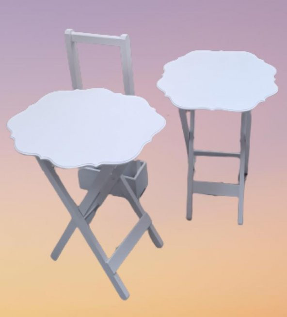 Çanta Zigon 90084 Yonca Model İkili Takım Ahşap Mdf Beyaz  Renk Uyumu El Yapımı - Resim 3