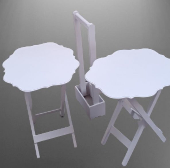 Çanta Zigon 90084 Yonca Model İkili Takım Ahşap Mdf Beyaz  Renk Uyumu El Yapımı - Resim 4