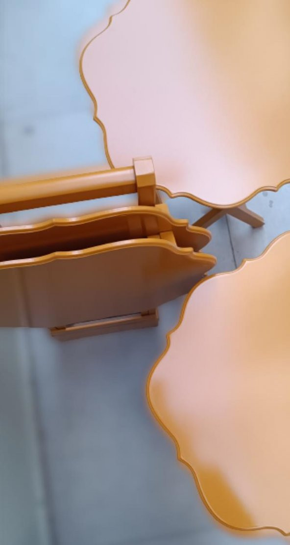 Çanta Zigon 90087 Sehpa Yonca Tk Dörtlü Model Ahşap MDF Hardal Renk Uyum El Yapım - 4
