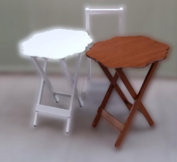 Çanta Zigon 90083 Yonca Model 2 li Takım Ahşap MDF Beyaz-Ceviz Renk Uyum El Yapım - 6