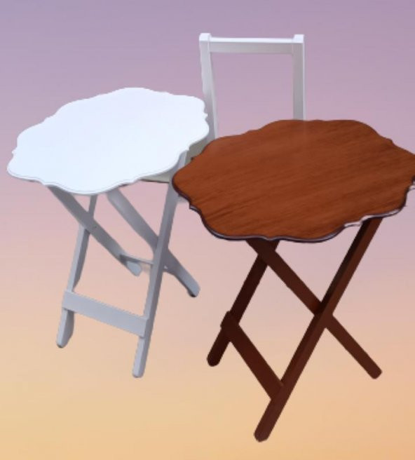 Çanta Zigon 90083 Yonca Model 2 li Takım Ahşap MDF Beyaz-Ceviz Renk Uyum El Yapım - 7