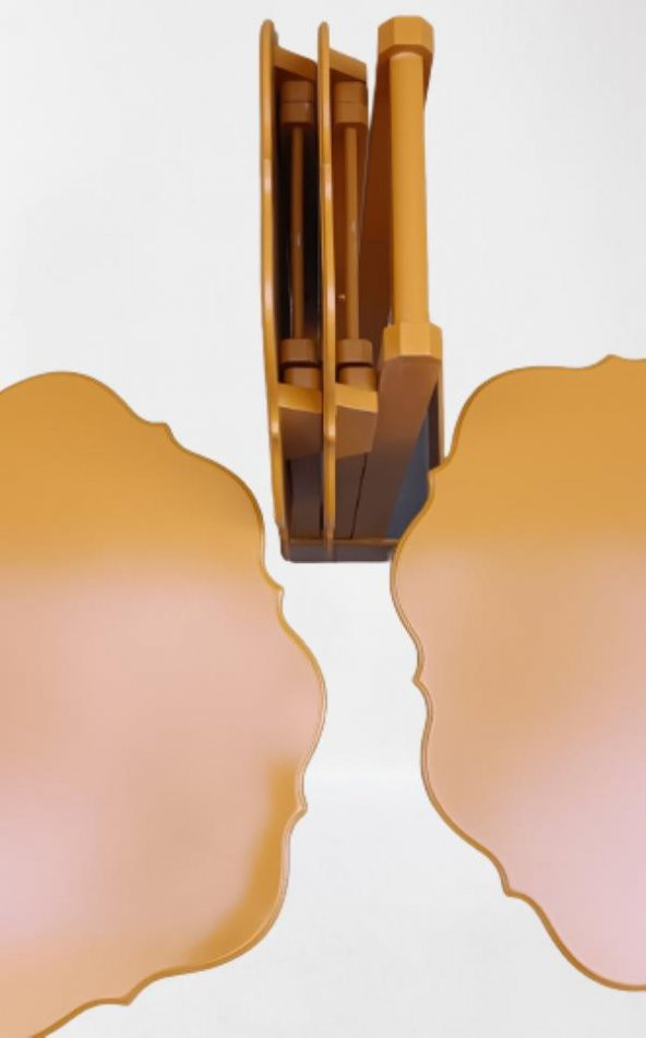 Çanta Zigon 90087 Sehpa Yonca Tk Dörtlü Model Ahşap MDF Hardal Renk Uyum El Yapım - 5