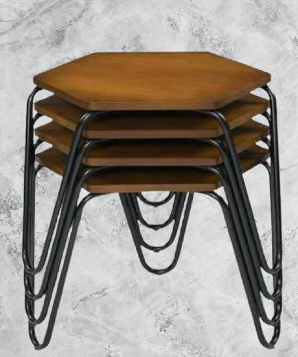 Zigon OSM 117940 PETEK Model Metal Nikelaj V Ayak CEVİZ RENK Tabla El Yapım - 3