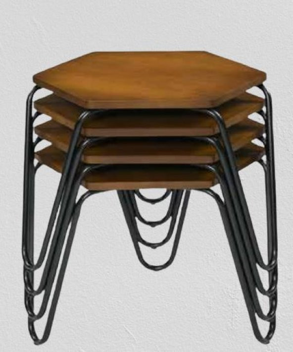 Zigon OSM 117940 PETEK Model Metal Nikelaj V Ayak CEVİZ RENK Tabla El Yapım - 4