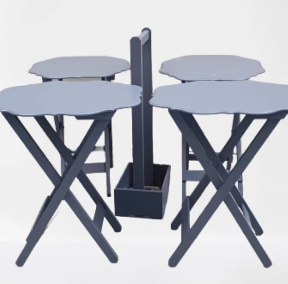 Çanta Zigon 90091 Yonca Takım Dörtlü Model Ahşap MDF Parlak Gri Renk El Yapım - 3