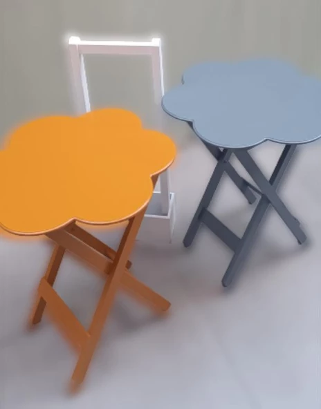 Çanta Zigon 90096 Papatya Model 2li Tk Ahşap MDF Hardal ve Gri Renk Uyum El Yapım
