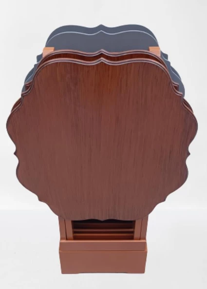 Çanta Zigon ST 90089 Sehpa Yonca Model Ahşap MDF Ceviz-Gri Renk Uyum El Yapım - 7