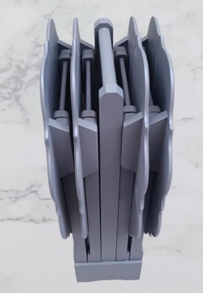 Çanta Zigon 90091 Yonca Takım Dörtlü Model Ahşap MDF Parlak Gri Renk El Yapım - 8