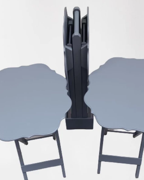 Çanta Zigon 90091 Yonca Takım Dörtlü Model Ahşap MDF Parlak Gri Renk El Yapım - 6