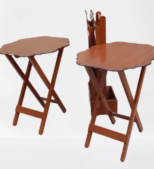Çanta Zigon 90093 Yonca Takım Dörtlü Model Ahşap MDF parlak Ceviz Renk El Yapım - 3
