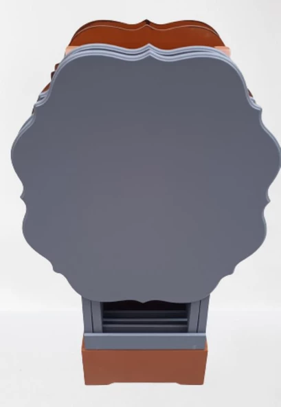 Çanta Zigon ST 90089 Sehpa Yonca Model Ahşap MDF Ceviz-Gri Renk Uyum El Yapım - 9