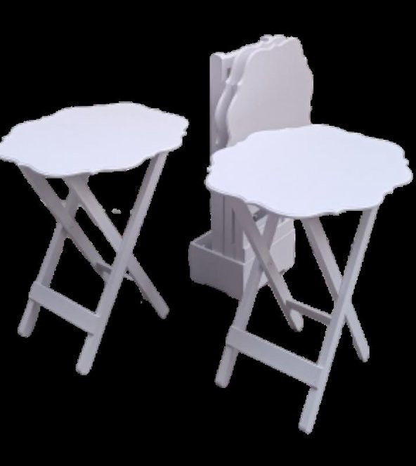 Çanta Zigon 90094 Sehpa Yonca Takım Model Ahşap MDF Parlak Beyaz Lake Renk Elyapı - 4