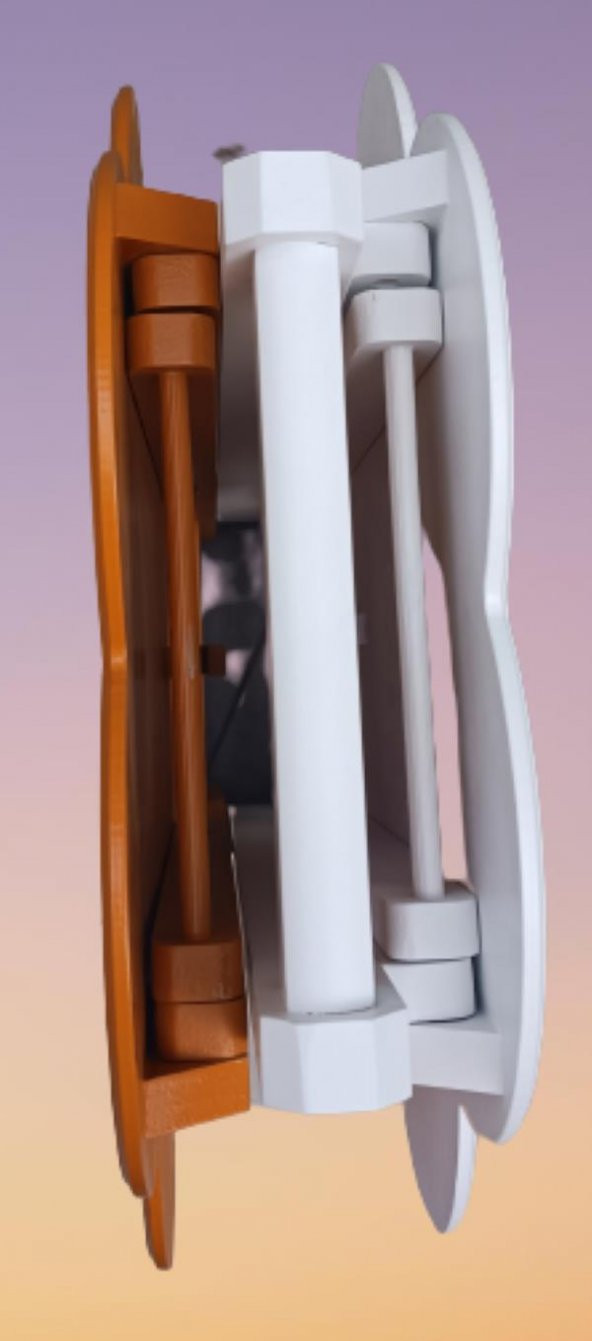 Çanta Zigon 90098 Sehpa Papatya Model 2li Tk Ahşap MDF Hardal-Beyaz Uyum El Yapım - 5
