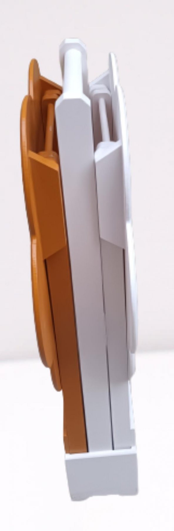 Çanta Zigon 90098 Sehpa Papatya Model 2li Tk Ahşap MDF Hardal-Beyaz Uyum El Yapım - 6