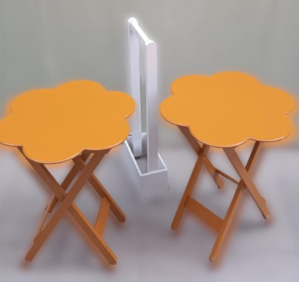 Çanta Zigon 90099 Papatya Model İkili Takım Ahşap MDF Hardal hardal Renk El Yapım - Resim 3